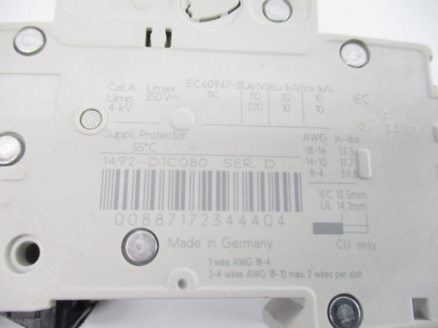 ALLEN BRADLEY 1492-D1C080 SER. D 250V 8A NSNP