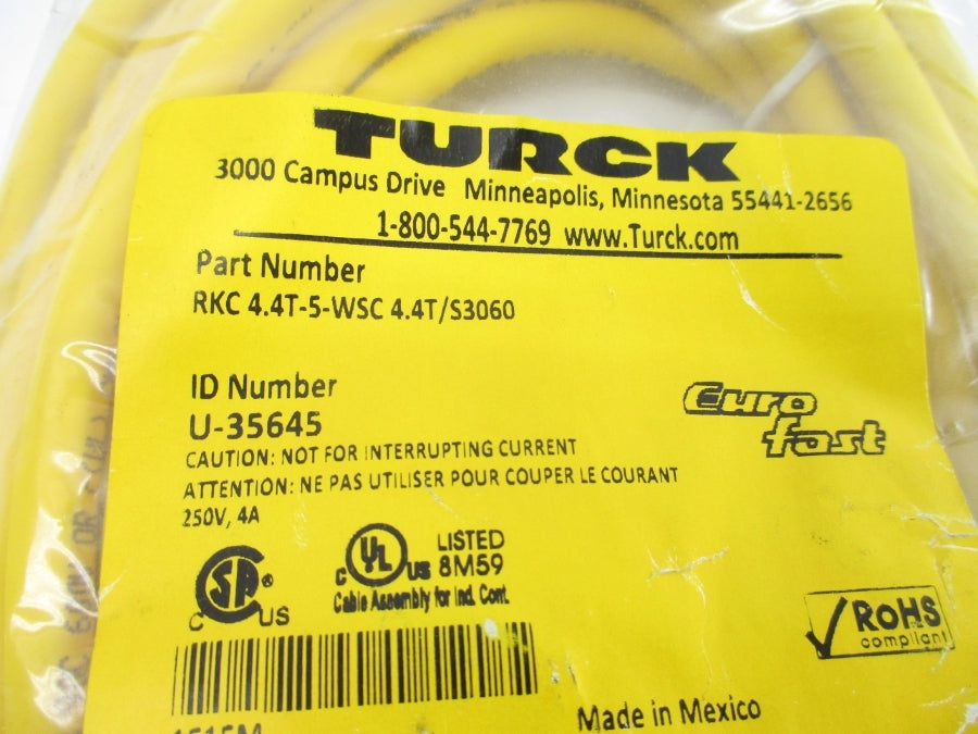 TURCK RKC4.4T-5-WSC4.4T/S3060 U-35645 250V 4A NSMP