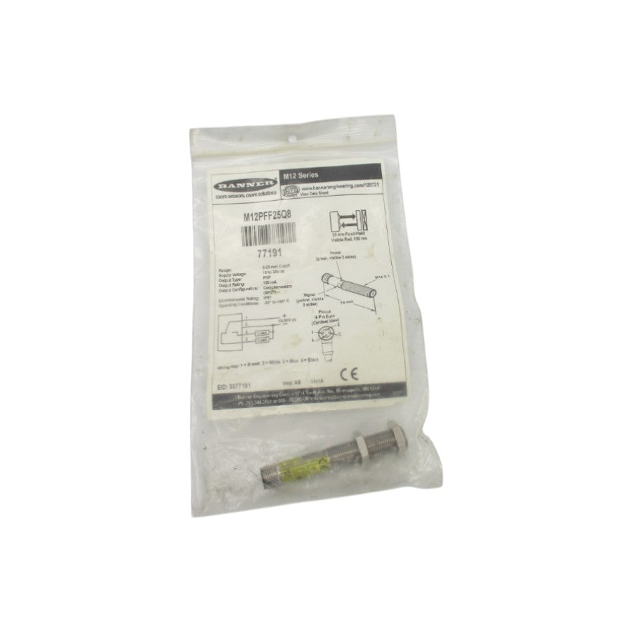 BANNER ENGINEERING M12PFF25Q8 77191 10-30VDC NSMP