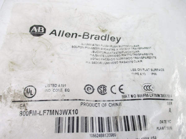 ALLEN BRADLEY 800FM-LF7MN3WX10 SER. A NSMP