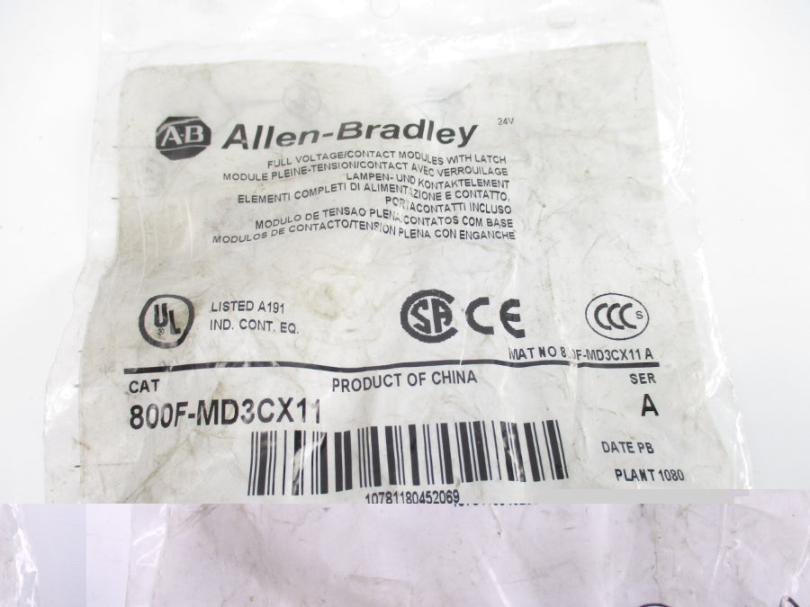 ALLEN BRADLEY 800F-MD3CX11 SER. A NSMP