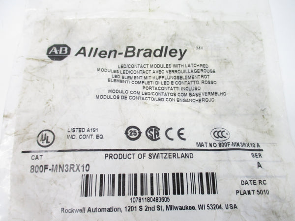 ALLEN BRADLEY 800F-MN3RX10 SER. A NSMP