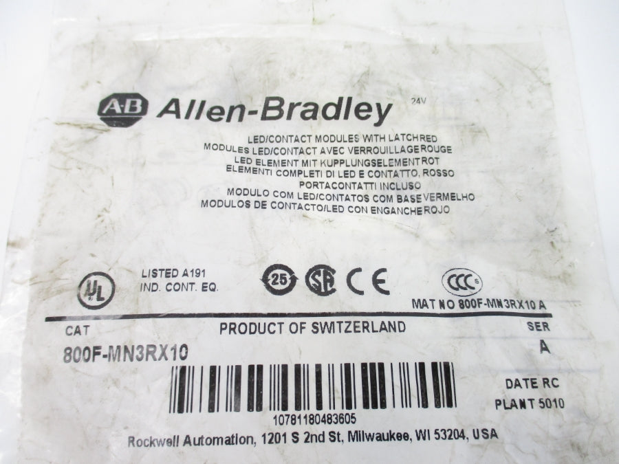 ALLEN BRADLEY 800F-MN3RX10 SER. A NSMP