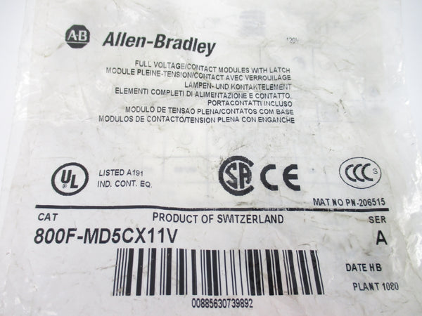 ALLEN BRADLEY 800F-MD5CX11V SER. A NSMP