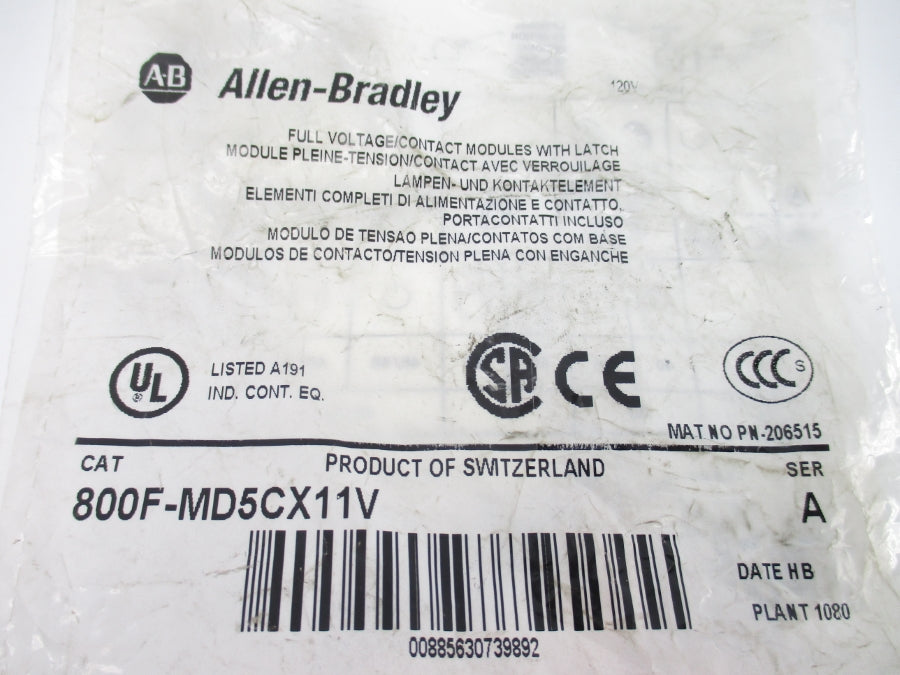 ALLEN BRADLEY 800F-MD5CX11V SER. A NSMP