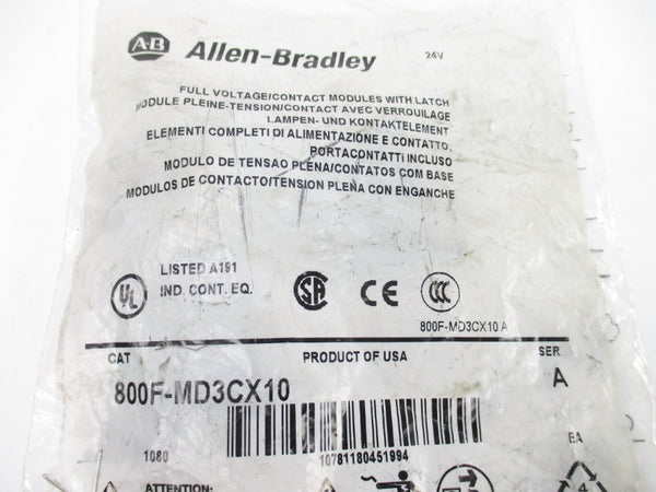ALLEN BRADLEY 800F-MD3CX10 SER. A NSMP