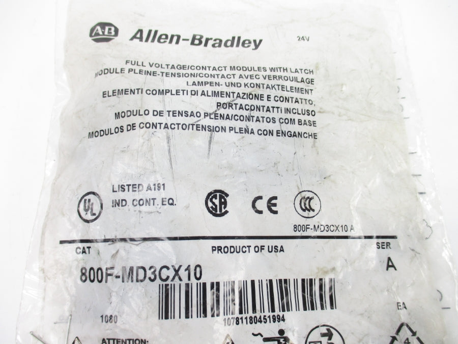 ALLEN BRADLEY 800F-MD3CX10 SER. A NSMP
