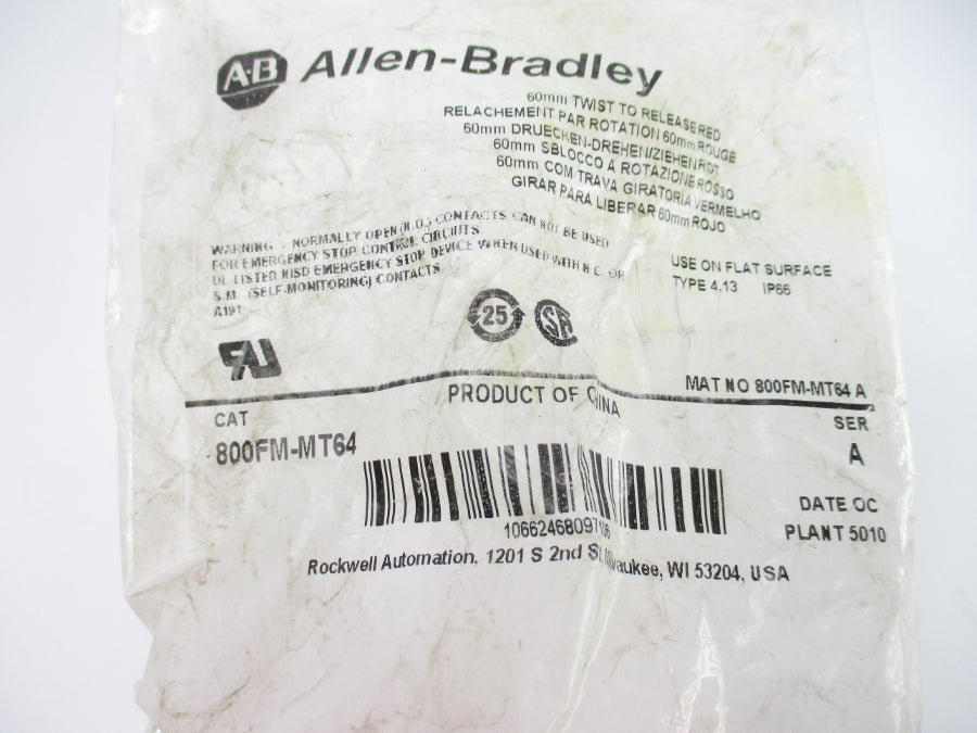 ALLEN BRADLEY 800FM-MT64 SER. A NSMP