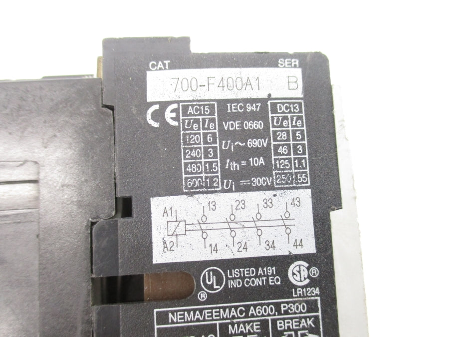 ALLEN BRADLEY 700-F400A1 SER. B 110/120V (GREY) NSNP