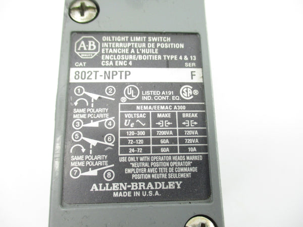 ALLEN BRADLEY 802T-NPTP SER. F 120-300V 60A NSNP