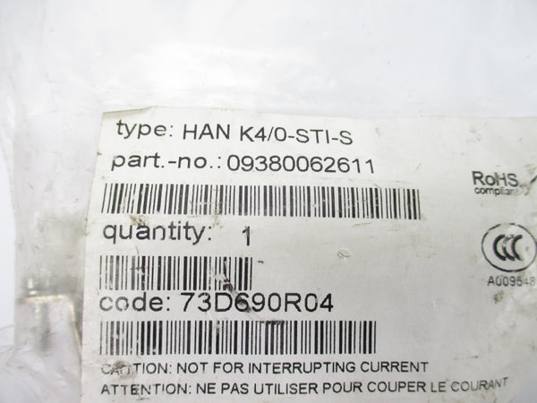 HARTING 09380062611 HANK4/0-STI-S NSMP