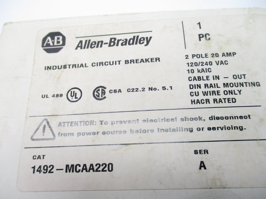 ALLEN BRADLEY 1492-MCAA220 SER. A 120/240VAC 20A NSMP
