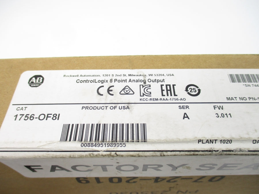 ALLEN BRADLEY 1756-OF8I SER. A F/W 3.011 DATE: 2019 NSFS
