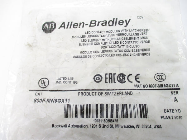 ALLEN BRADLEY 800F-MN5GX11 SER. A NSMP