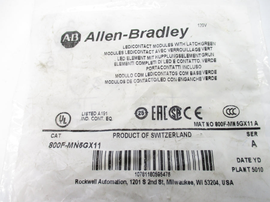 ALLEN BRADLEY 800F-MN5GX11 SER. A NSMP