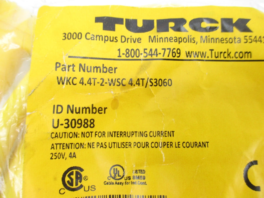 TURCK WKC4.4T-2-WSC4.4T/S3060 U-30988 250V 4A NSMP