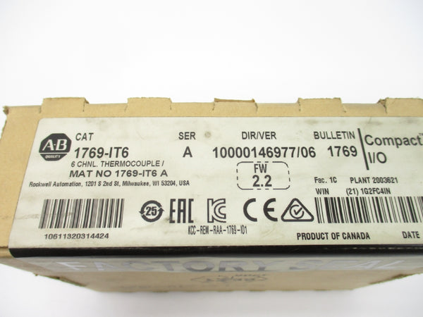 ALLEN BRADLEY 1769-IT6 SER. A F/W 2.2 DATE: 2017 NSFS