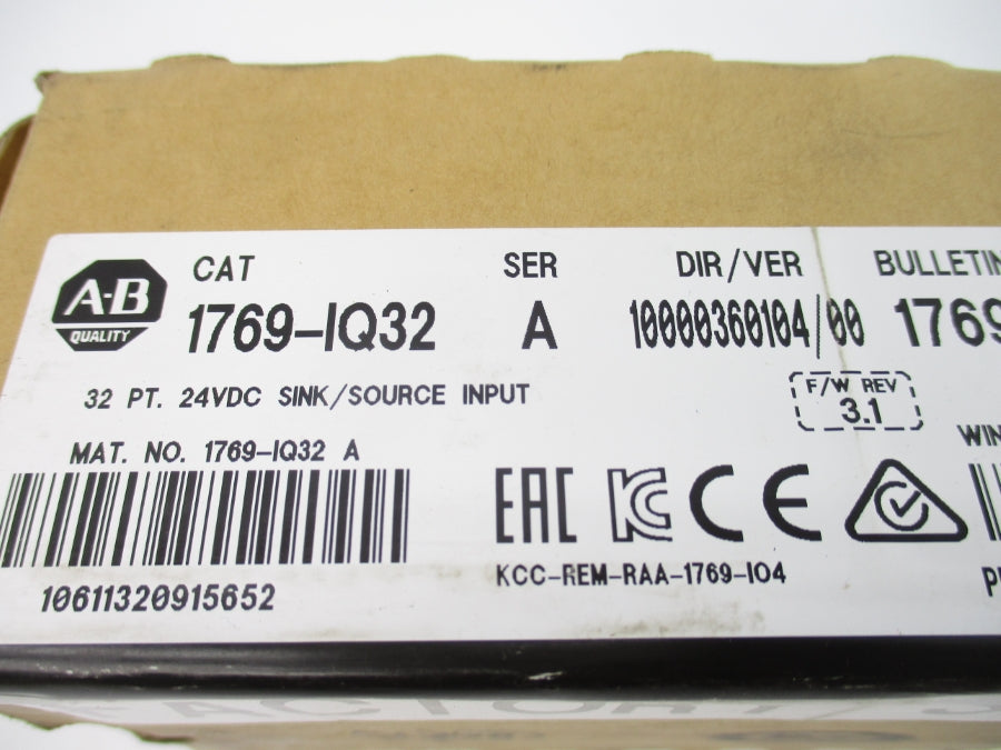 ALLEN BRADLEY 1769-IQ32 SER. A F/W 3.1 24VDC DATE: 2016 NSFS