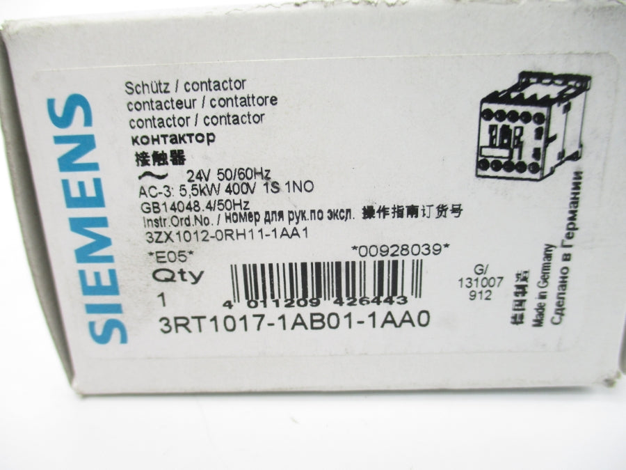 SIEMENS 3RT1017-1AB01-1AA0 24V NSMP