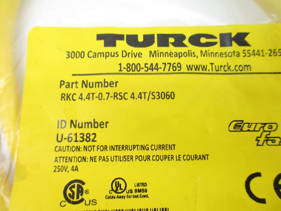 TURCK RKC4.4T-0.7-RSC4.4T/S3060 U-61382 250V 4A NSMP