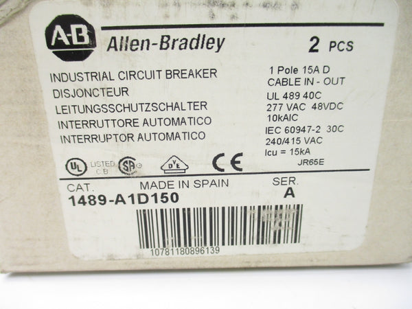 ALLEN BRADLEY 1489-A1D150 SER. A 277VAC 15A (PKG OF 2) NSMP
