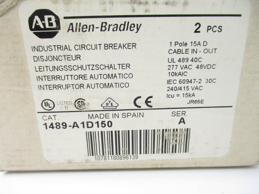 ALLEN BRADLEY 1489-A1D150 SER. A 277VAC 15A (PKG OF 2) NSMP
