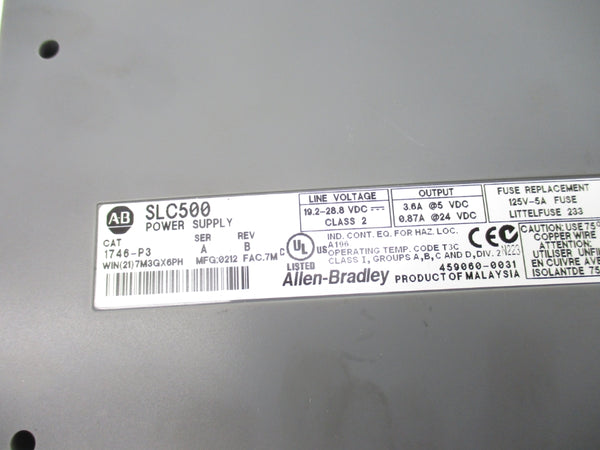 ALLEN BRADLEY 1746-P3 SER. A 19.2-28.8VDC REV. B NSNP