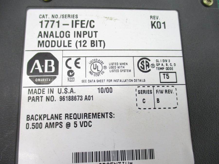 ALLEN BRADLEY 1771-IFE SER. C F/W B REV. K01 NSNP