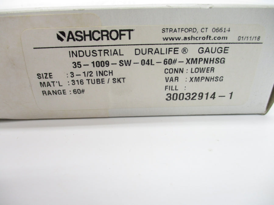 ASHCROFT 35-1009-SW-04L-60#-XMPNHSG 0-60PSI 3-1/2" NSMP
