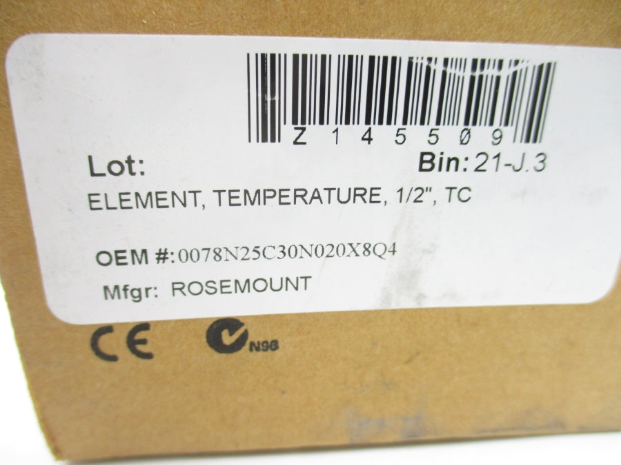 ROSEMOUNT 0078N25C30N020X8Q4 1/2" NSFS