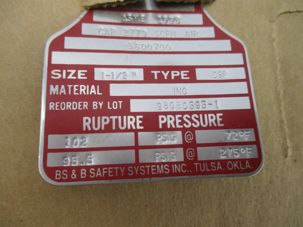 BS&B SAFETY SYSTEMS 98080595-1 102PSI 1-1/2" NSMP