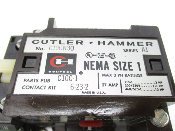 CUTLER HAMMER C10CN30 SER. A1 110/120V 27A (AS PICTURED) NSNP