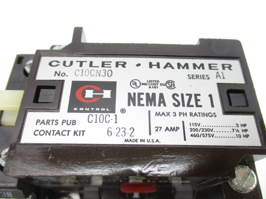 CUTLER HAMMER C10CN30 SER. A1 110/120V 27A (AS PICTURED) NSNP