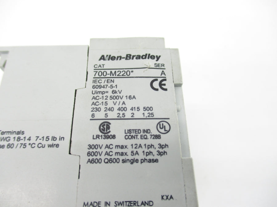 ALLEN BRADLEY 700-M220A4S SER. A 440-480V NSNP