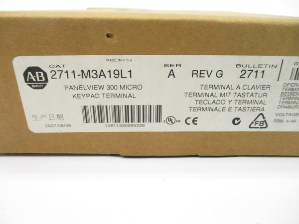 ALLEN BRADLEY 2711-M3A19L1 SER. A F/W 4.46 24VDC REV. G NSMP