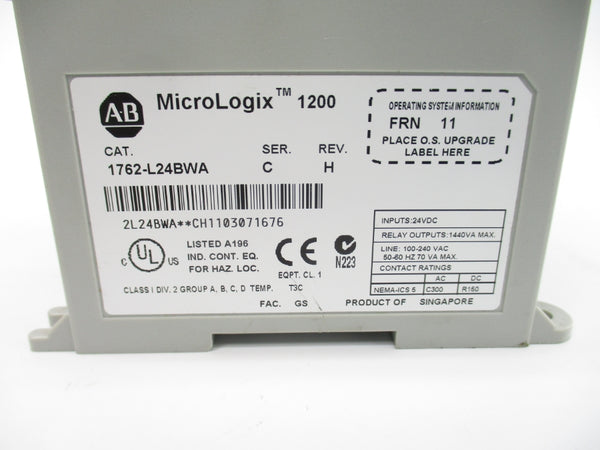ALLEN BRADLEY 1762-L24BWA SER. C F/W 11 100-240VAC REV. H UNMP