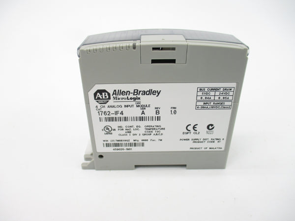ALLEN BRADLEY 1762-IF4 SER. A F/W 1.0 24VDC 0.05A REV. B NSMP