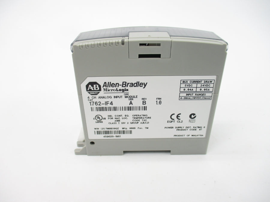 ALLEN BRADLEY 1762-IF4 SER. A F/W 1.0 24VDC 0.05A REV. B NSMP