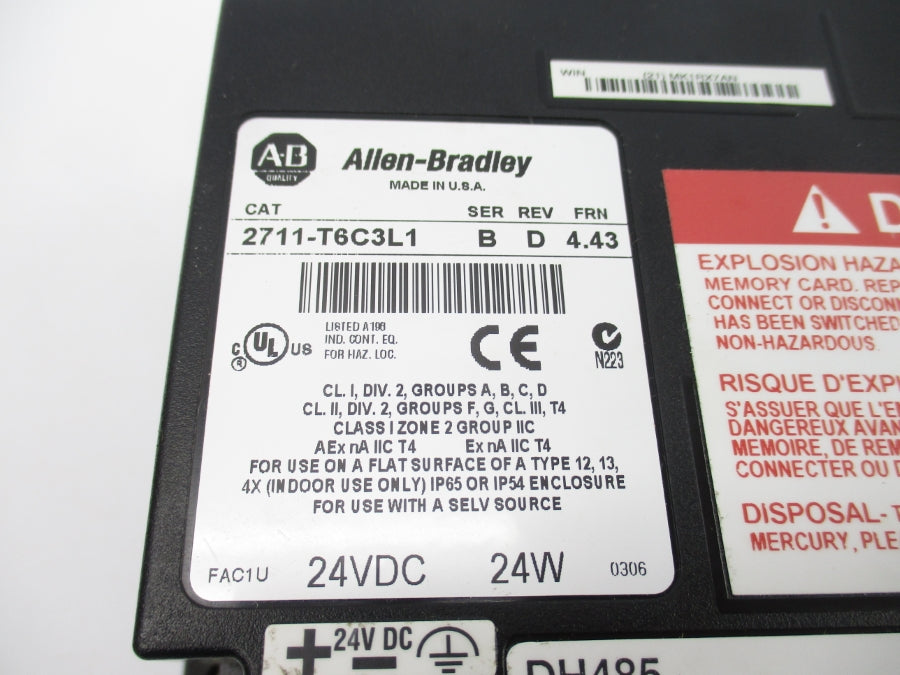 ALLEN BRADLEY 2711-T6C3L1 SER. B F/W 4.43 24VDC REV. D NSNP