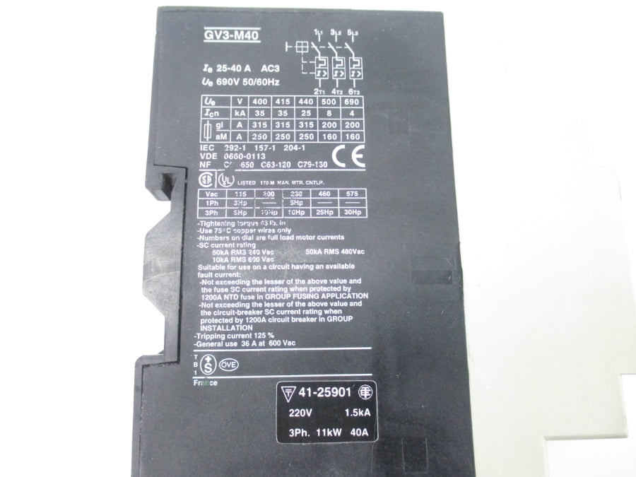 TELEMECANIQUE GV3-M40 690V 25-40A NSNP