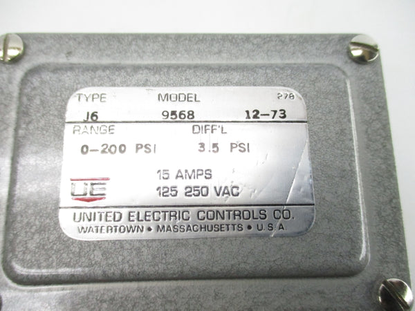UNITED ELECTRIC J6-9568 125-250VAC 15A 0-200PSI NSNP