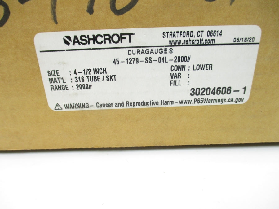 ASHCROFT 45-1279-SS-04L-2000#  4-1/2" NSMP