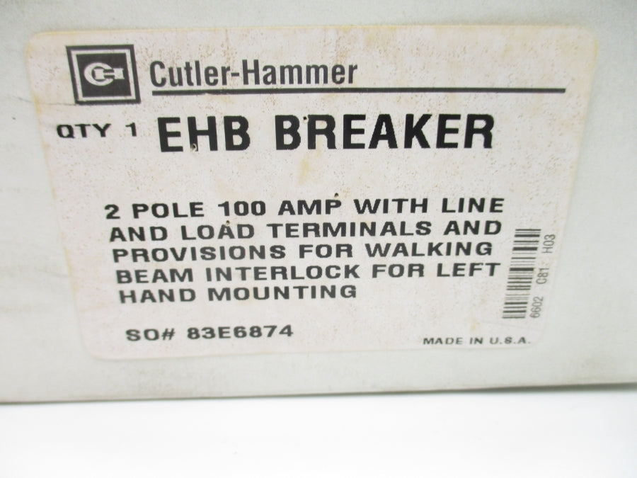 CUTLER HAMMER EHB-BREAKER 83E6874 480VAC 100A NSMP