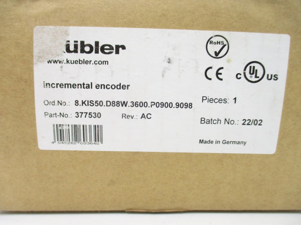 KUBLER 8.KIS50.D88W.3600.P0900.9098 377530 5-30VDC REV. AC NSMP
