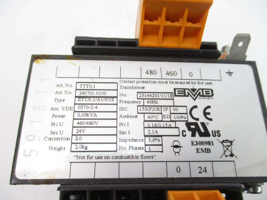EMB TTT0.1 25144201/11/18 460/480V 0.16/0.15A (AS PICTURED) NSNP