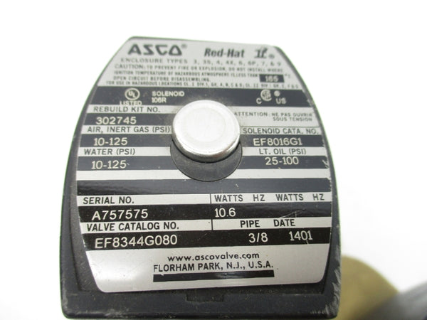ASCO EF8344G080 24VDC 10-125PSI 3/8" UNMP