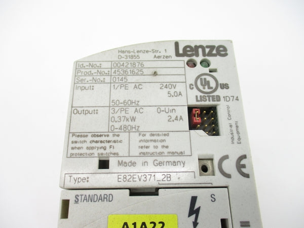 LENZE E82EV371_2B 00421876 240V 5.0A UNMP