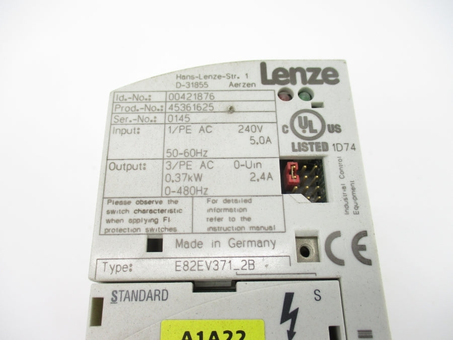 LENZE E82EV371_2B 00421876 240V 5.0A UNMP
