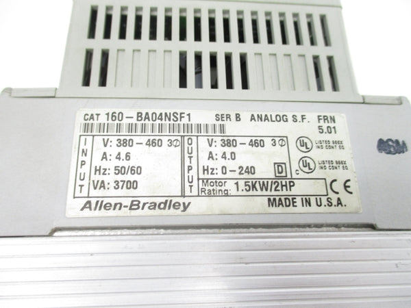 ALLEN BRADLEY 160-BA04NSF1 SER. B F/W 5.01 380-460V 4.6A NSNP