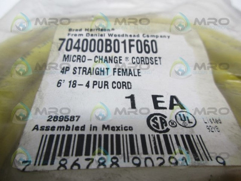 WOODHEAD 704000B01F060 MICRO CHANGE CORD 4P STRAIGHT FEMALE NSMP